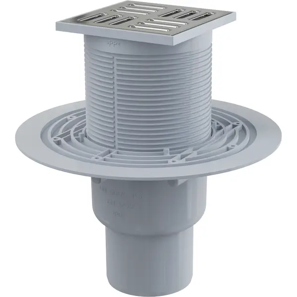 Sifon pardoseala cu gratar otel inoxidabil, 105x105 mm iesire verticala si guler izolatie APV2311