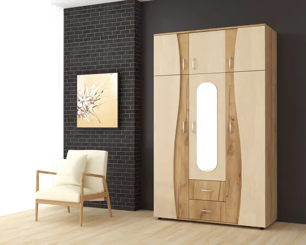 Sifonier 3 usi S, 120 cm - Stejar K03/Mesteacan