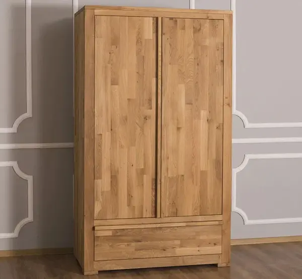 Sifonier cu 2 usi 'Wild Oak', sertar pe sina metalica cu finisaj Natural Brown