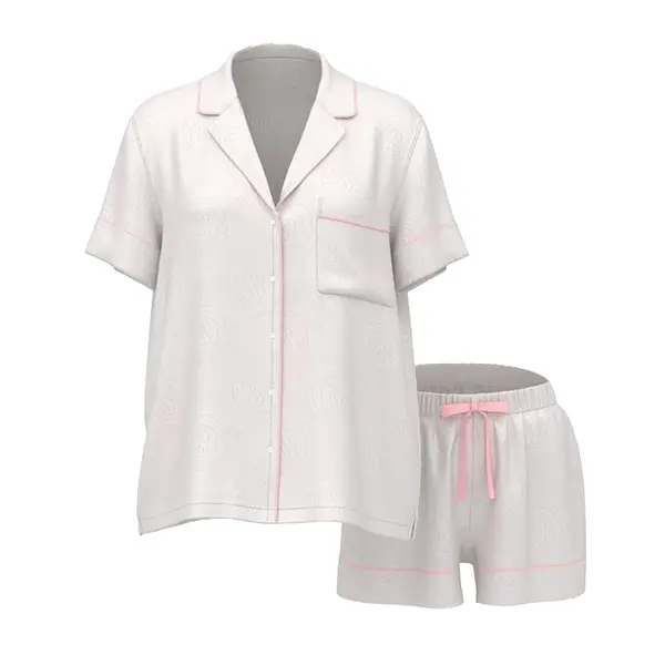 Signature satin short pajama set - white/ivory M
