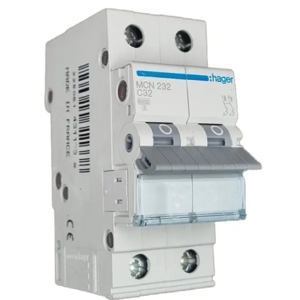 Siguranta automata 2P, 32A, 6kA, curba C Hager MCN232
