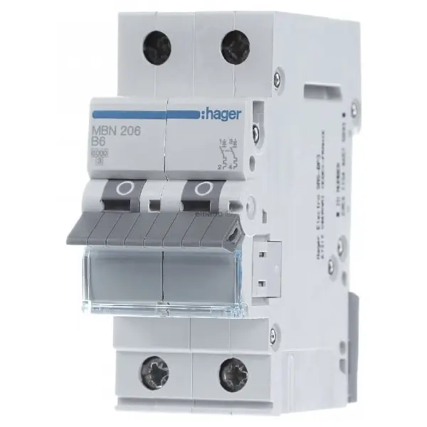 Siguranta automata 2P, 6A, 6kA, B, Hager MBN206