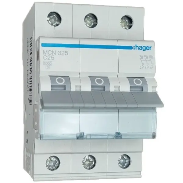 Siguranta automata 3P, 25A, 6kA, curba C Hager MCN325