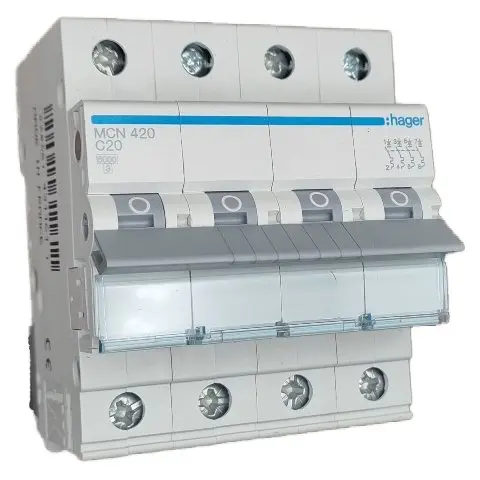 Siguranta automata 4P, 20A, 6kA, curba C Hager MCN420