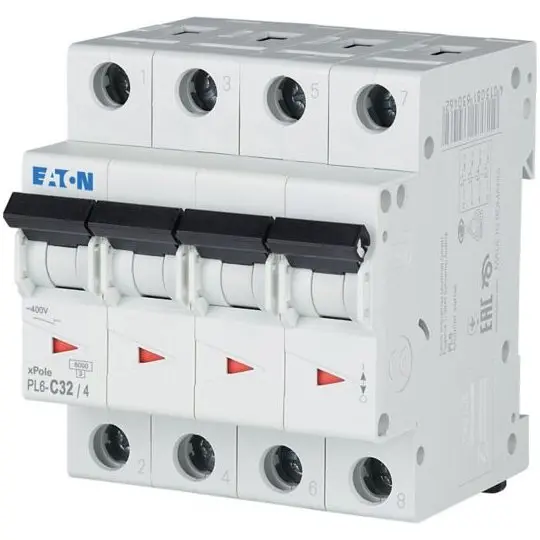 Siguranta automata 4P 32A 6kA curba C PL6-C32/4 Eaton 166526