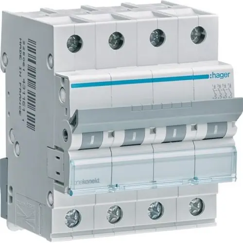Siguranta automata 4P, 50A, 6kA, C Hager MCN450