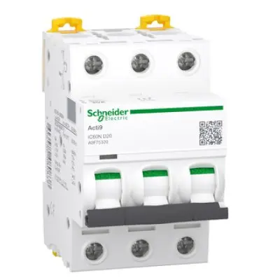Siguranta automata Acti9 Ic60N 3P, 20A, curba D Schneider A9F75320