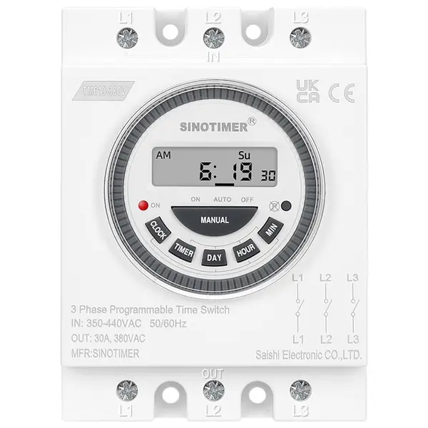 Siguranta automata electrica digitala, Sinotimer, temporizator, intrerupator, programabila, 380V, 30A, TM619-380V-30A