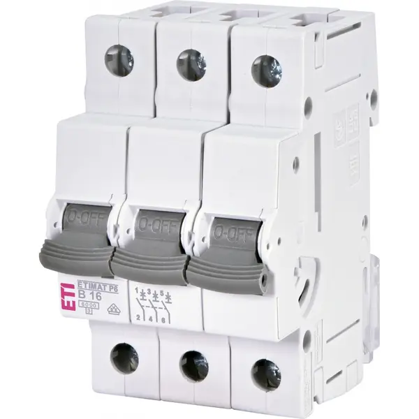 Siguranta automata ETIMAT P6 3P 16A, curba B, 6kA Eti 001900310