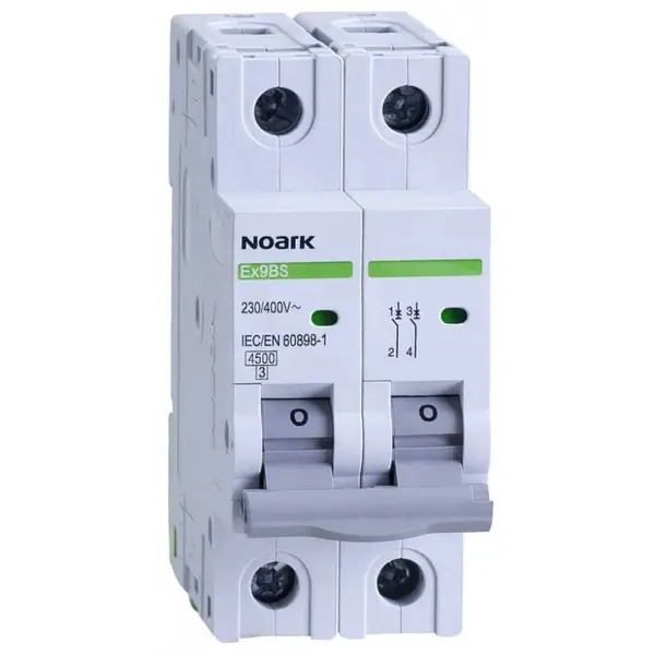 Siguranta automata Ex9BS 2P, 25A, curba B, 4.5kA Noark 102066