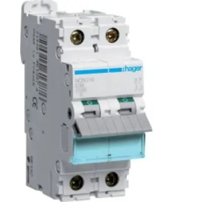 Siguranta automata Hager NCN216, 2P, 16A, 10kA, curba C