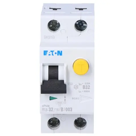 Siguranta diferentiala RCBO Eaton 286434, 1P+N, 30mA, 32A, 6KA, curba B, tip AC