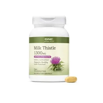Silimarină 1300 mg Herbal Plus® Milk Thistle, 60 tablete, GNC