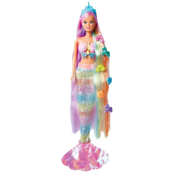 SIMBA Papusa SIMBA Steffi rainbow mermaid doll, par multicolor, coada detasabila