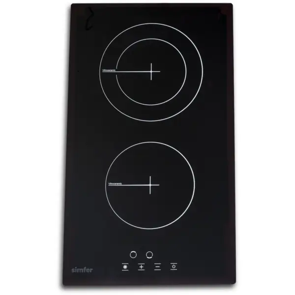 Simfer Simfer H3.020.DEBSP Hob, Vitroceramic, Width 30 cm, 2 cooking zones, Touch control, Black