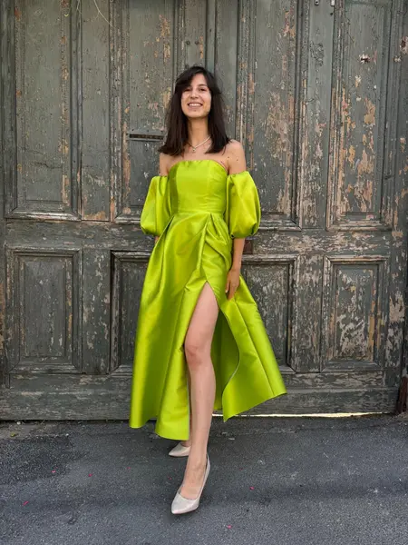 SIMONA CORSELLINI - Rochie Verde Lime Elegantă - 38 IT