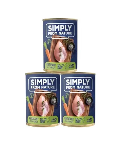 SIMPLY FROM NATURE Hrana umeda pentru caini, cu fazan si morcovi 3 x 400 g