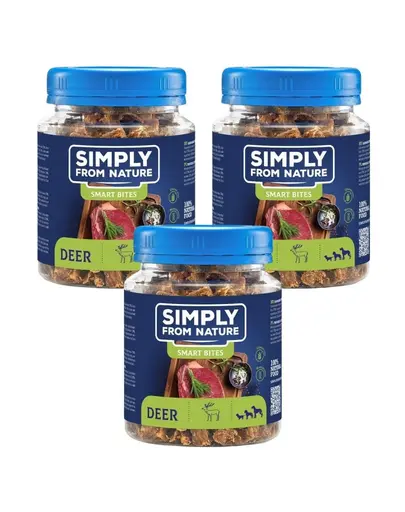 SIMPLY FROM NATURE Smart Bites din cerb, recompensa caini 3x130 g