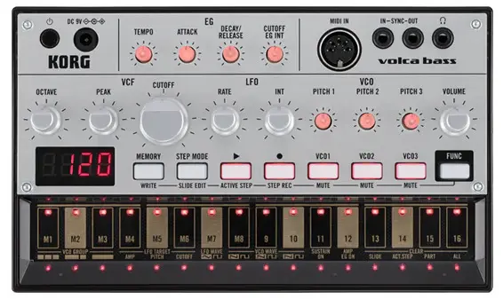 Sintetizator analogic de bas Korg - Volca Bass, Portabil, negru/gri