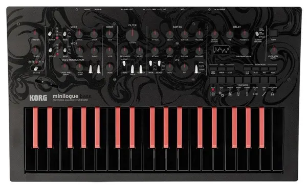 Sintetizator analogic Korg Minilogue Bass - negru/roșu