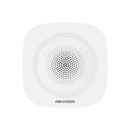Sirena interior wireless AX PRO Hikvision DS-PS1-I-WE(Blue Indicator); 868MHz two-way Tri-X wireless technology, distanta comunicare RF: 1600m in camp deschis, nivel sonor: 90 la 110dB, 3 tipuri de sonerii de alarma: alarma la efractie, alarma la incendi