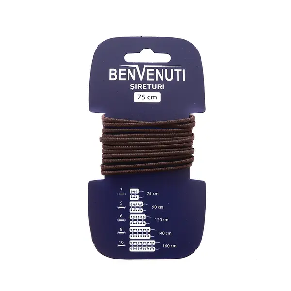 Șiret rotund cerat subțire Benvenuti maro din bumbac 97si75rcbm
