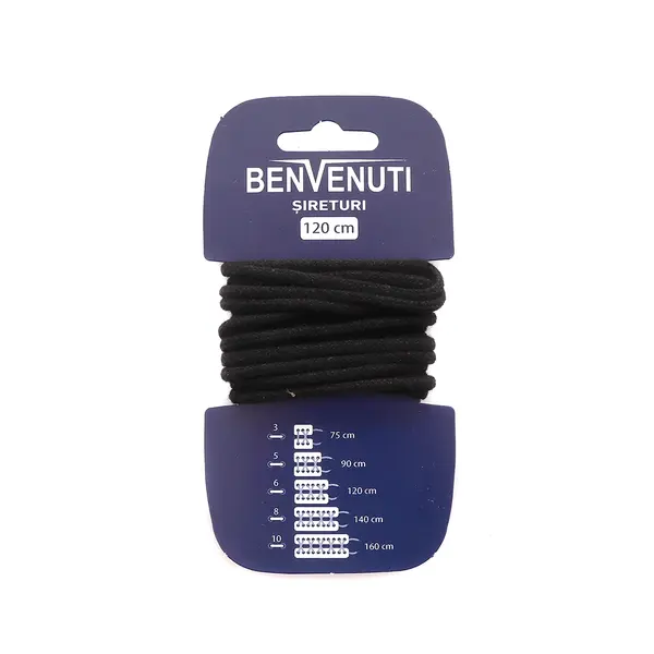 Șiret rotund mediu Benvenuti negru din bumbac 97si120rnbn