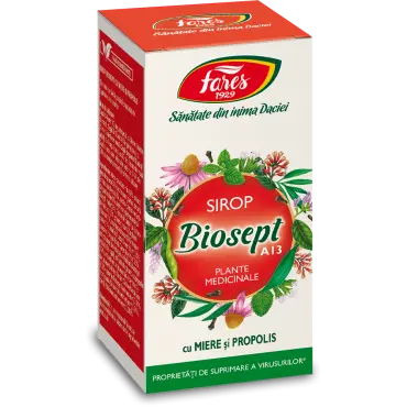 Sirop Biosept sirop A13 plante medicinale cu miere si propolis, 100ml, Fares