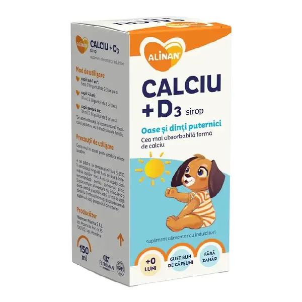 Sirop Calciu si vitamina D3 Alinan, 150 ml, Fiterman Pharma