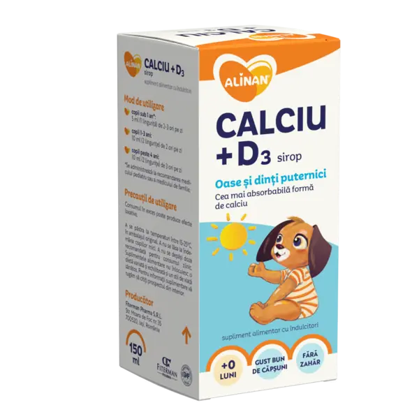 Sirop copii Alinan Calciu + Vit D3 , 150ml, Fiterman