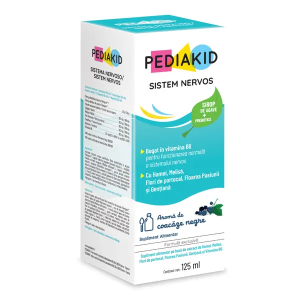 Sirop cu gust de coacaze negre pentru Sistem Nervos, 125 ml, Pediakid