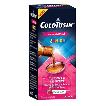Sirop de tuse pentru copii cu ingrediente naturale ColdTusin Junior, 120 ml, Perrigo