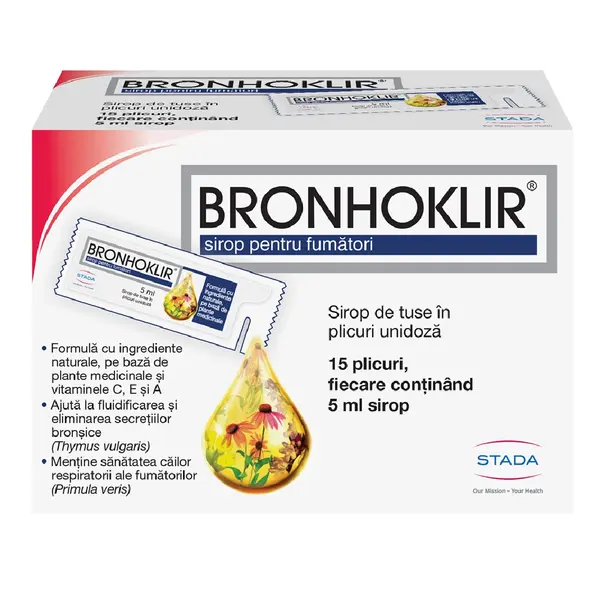 Sirop pentru fumatori Bronhoklir, 15 plicuri, Stada