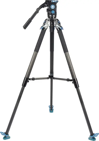 Sirui SVT-75 Pro Trepied Video Carbon, Cap Fluid SVH15, Sistem Rapid One-Step, Sarcina 15kg, Bol 75mm, Include Mid-Spreader