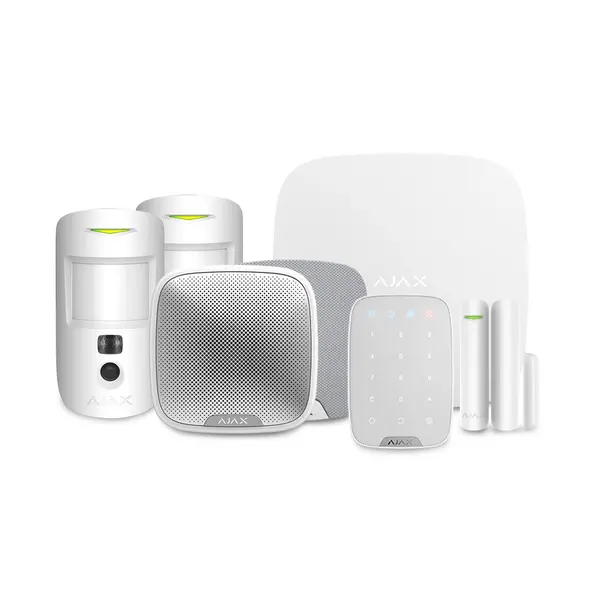 Sistem de alarma wireless Ajax Cam Security, 12 m, 88 grade, 640x480p, iluminator IR, pet immunity, 868 MHz, 105 / 113 dB, 15 taste, silent alarm