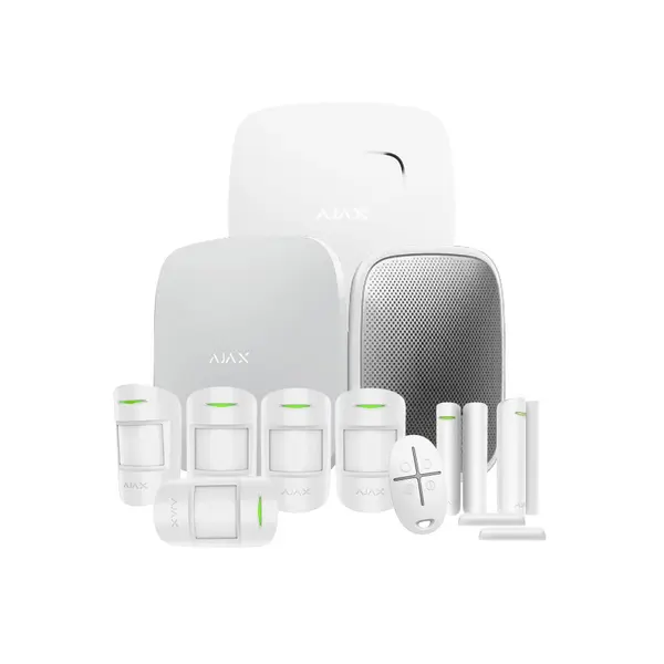Sistem de alarma wireless Ajax Smart StarterKit 4G, Ethernet + 2x slot SIM, 868 MHz, 2000 m, tamper, back-up, alb