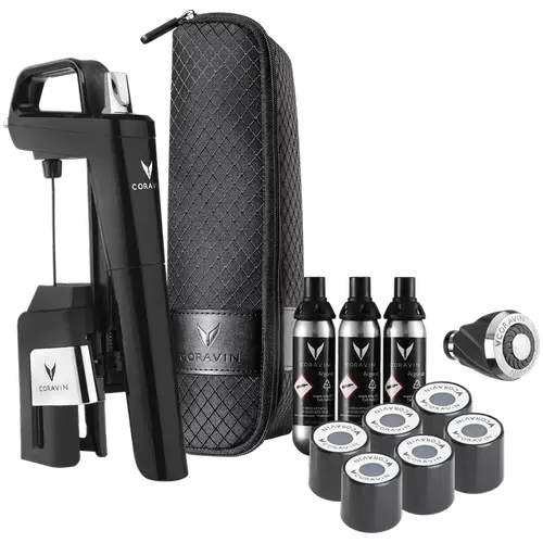 Sistem de conservare vinuri CORAVIN Timeless Six+ 112326B, Aerator, Capsule, Husa de calatorie (Negru)