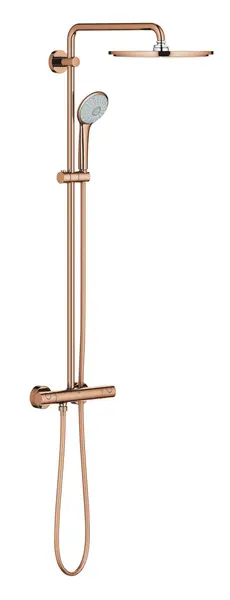 Sistem de dus Grohe Euphoria 310 26075DA0, 1/2 inch, aparent, termostat, 310 mm, anti-oparire, 3 functii, pivotant, furtun 1.75 m, anti-calcar, lucios, Warm sunset