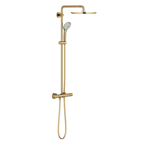 Sistem de dus Grohe Euphoria 310 26075GL0, 1/2, aparent, termostat, 310 mm, anti-oparire, 3 functii, pivotant, furtun 1.75 m, anti-calcar, lucios, Cool Sunrise