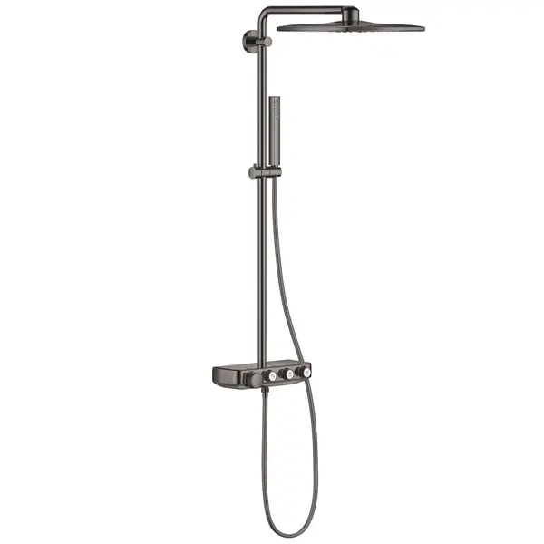 Sistem de dus Grohe Euphoria SmartControl 310 26508A00, Termostat, 310 mm, aparent, butoane push&turn, anti-oparire, anti-calcar, lucios, Hard graphite