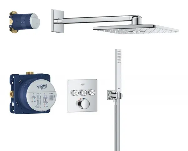 Sistem de dus Grohe SmartControl 34873000, 1/2 inch, incastrat, 310 mm, 2 functii, Crom