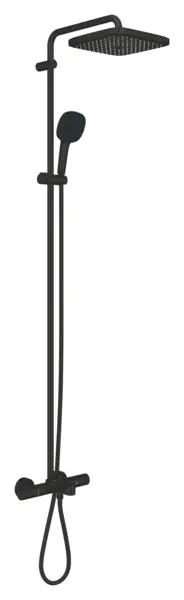 Sistem de dus Grohe Tempesta Cube 250, aparent, pipa cada, termostat, 250 mm, 1 functie, mat, negru, 266912431