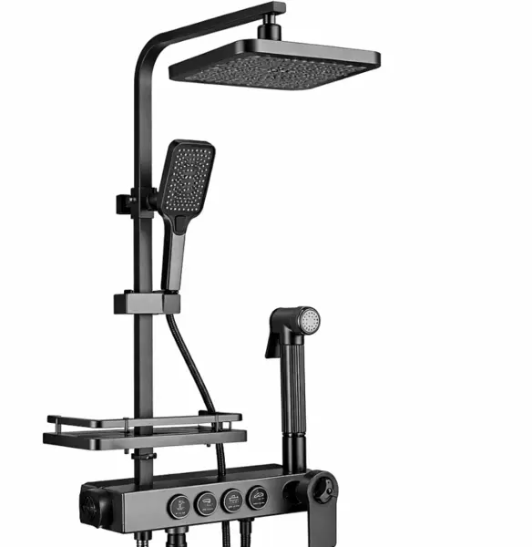 Sistem de dus modern gri cu 4 functii cap tip ploaie para dus si control pe butoane