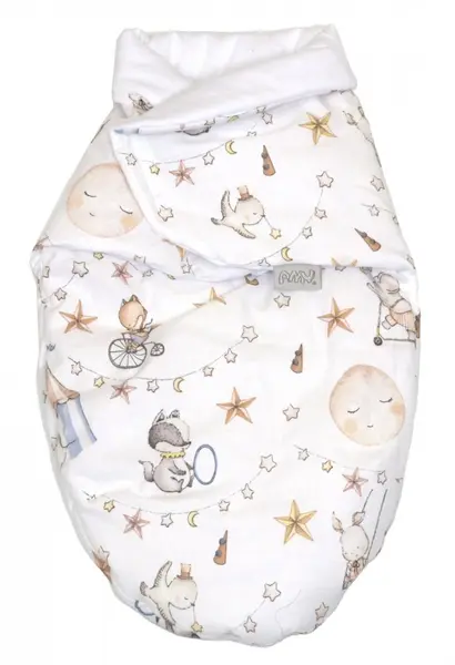 Sistem de infasare Baby swaddle din bumbac cu umplutura antialergica BabySoft Circ blue