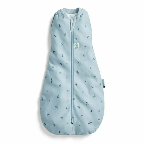 Sistem de infasat si sac de dormit, ErgoPouch, 2 in 1, 6-12 luni, 8-10 kg, TOG 0.2, Bumbac organic, Fermoar bidirectional, Transformabil, Lavabil la masina, Certificat non-toxic, Premiat in Australia, Libelule, Albastru