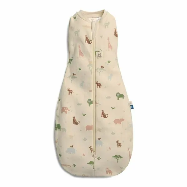 Sistem de infasat si sac de dormit, ErgoPouch, 2 in 1, 6-12 luni, 8-10 kg, TOG 0.2, Bumbac organic, Fermoar bidirectional, Transformabil, Lavabil la masina, Certificat non-toxic, Premiat in Australia, Bej/Savana