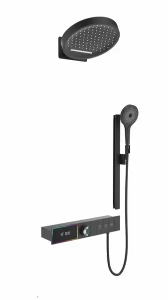 Sistem dus digital smart 3 functii cu afisaj LED, palarie dus O32cm si panou termostatic, Form Harmony