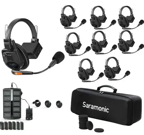 Sistem Intercom Wireless pentru 8 Persoane Saramonic WiTalk WT8S Full-Duplex 1.9GHz Casti Single-ear, Negru