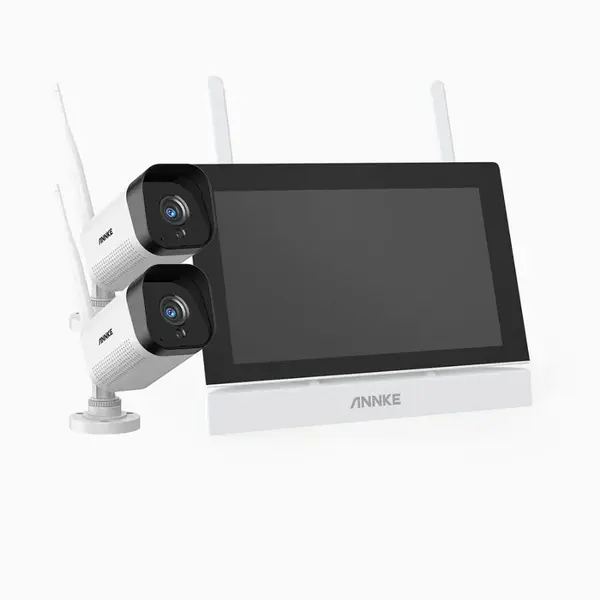 Sistem performant de supraveghere video ANNKE N44WET+I71GK*2, NVR cu ccran tactil 7 inch, 2 camere interior/exterior 3MP, Full HD, vedere nocturna IR, audio, rezistent la intemperii