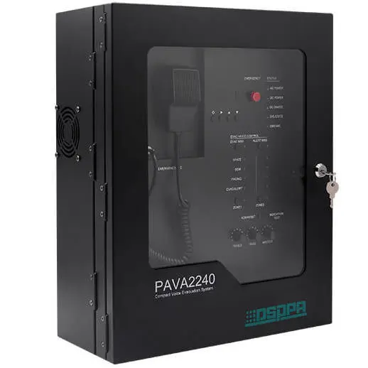 Sistem sonorizare pentru evacuare, 2 zone, 100V, 240W, microfon PTT, certificare EN54, DSPPA PAVA 2240
